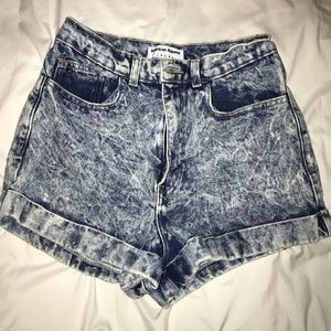 Denim acid wash shorts